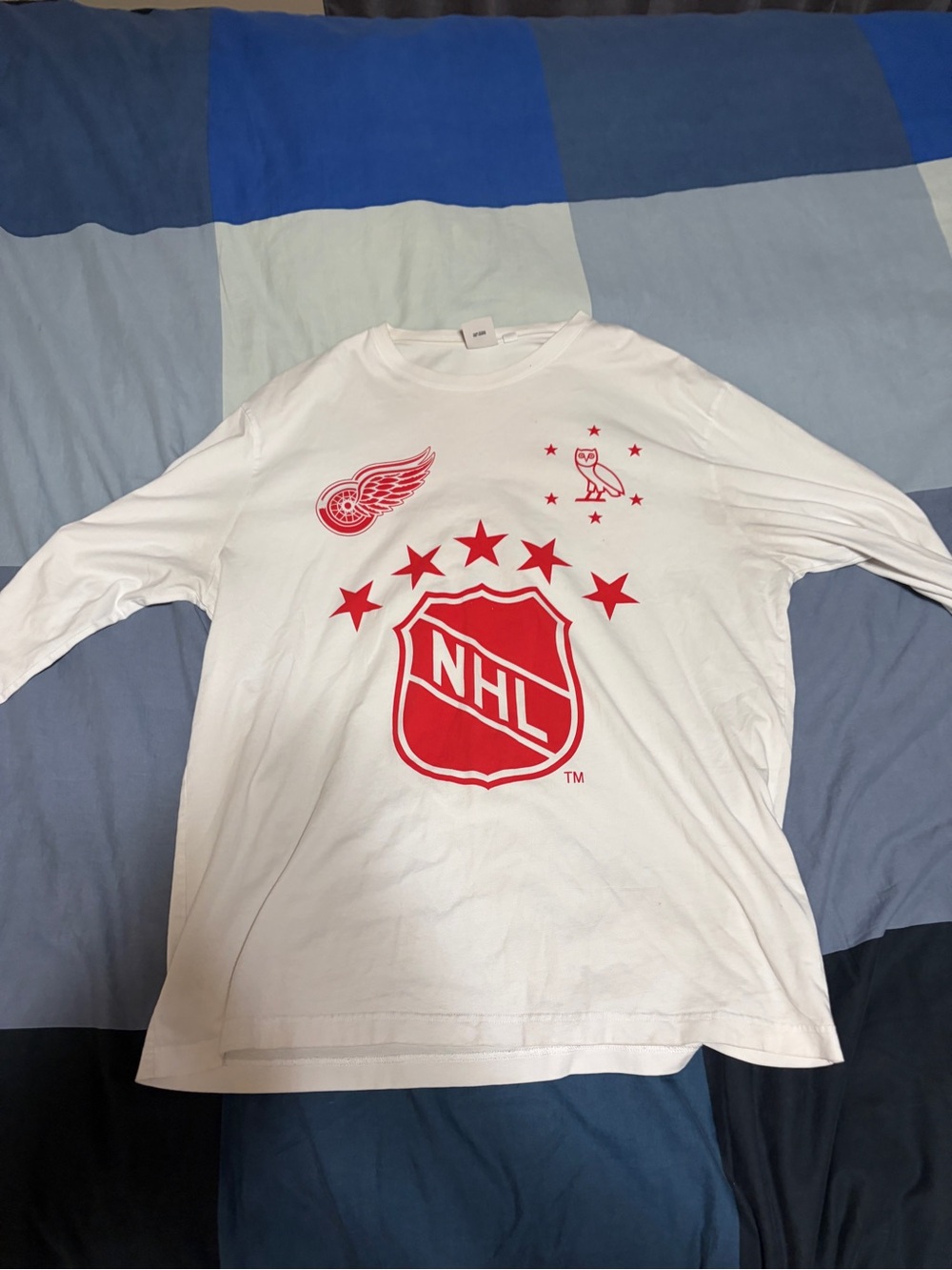 NHL White Graphic Long Sleeve Tee with Red Logo